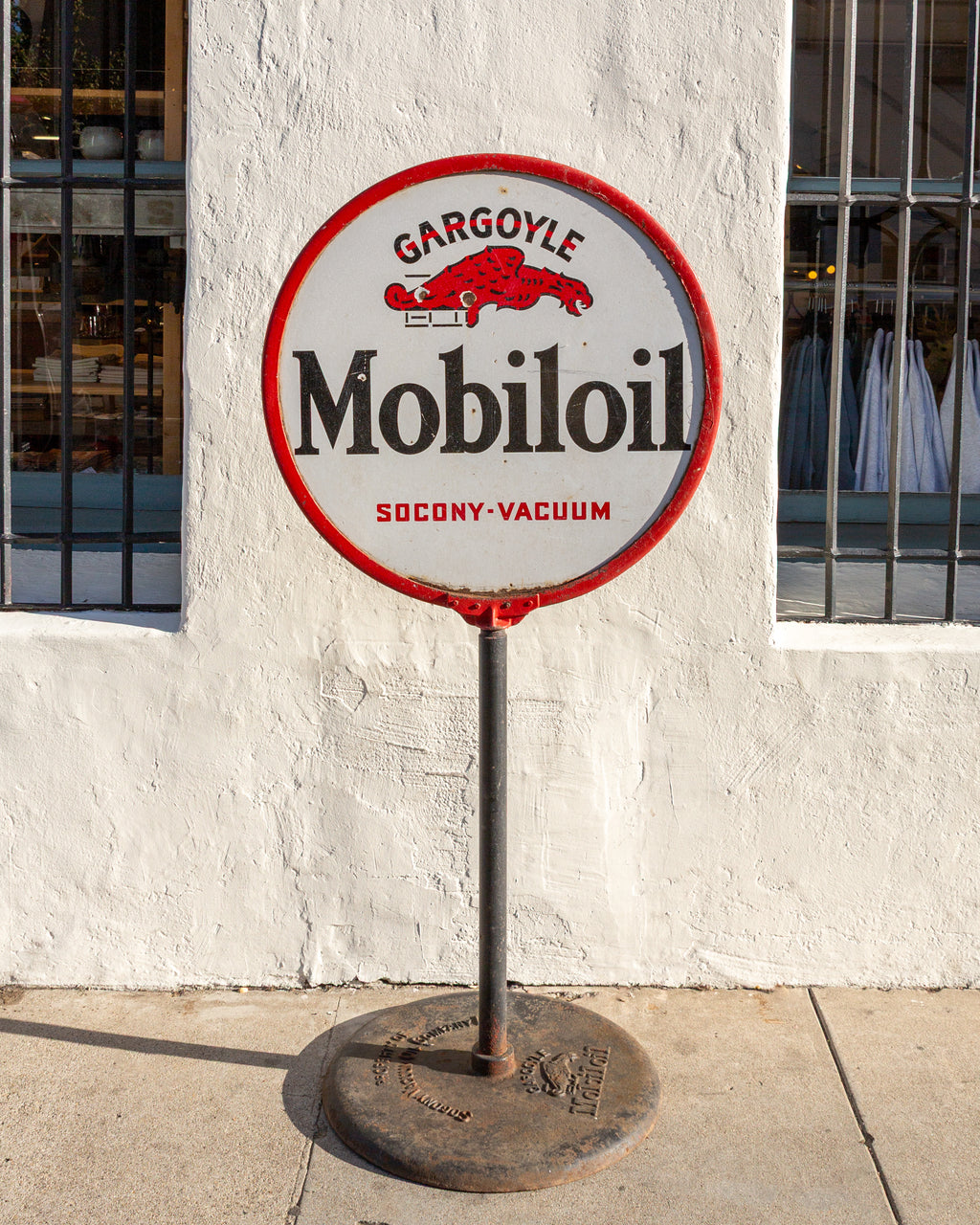 1920s Original Gargoyle Mobiloil Lollipop Curb Sign