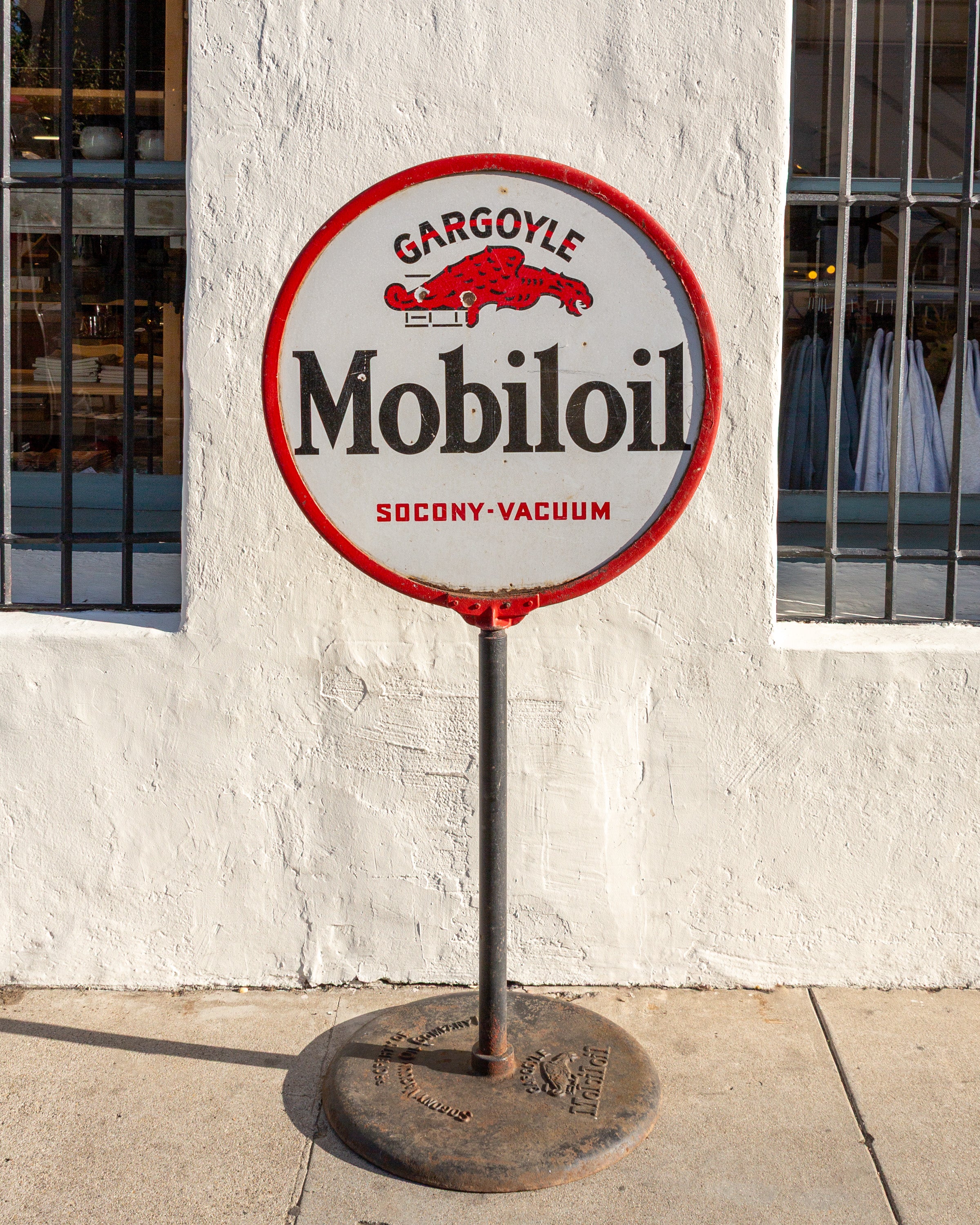 1920s Original Gargoyle Mobiloil Lollipop Curb Sign