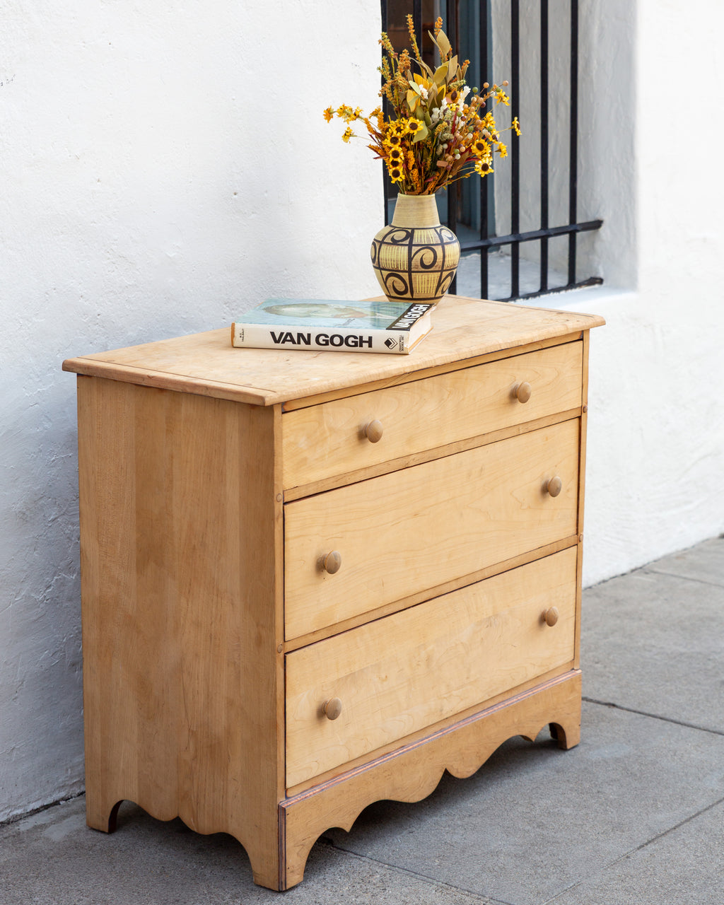 Vintage Raw Wood 3 Drawer Dresser