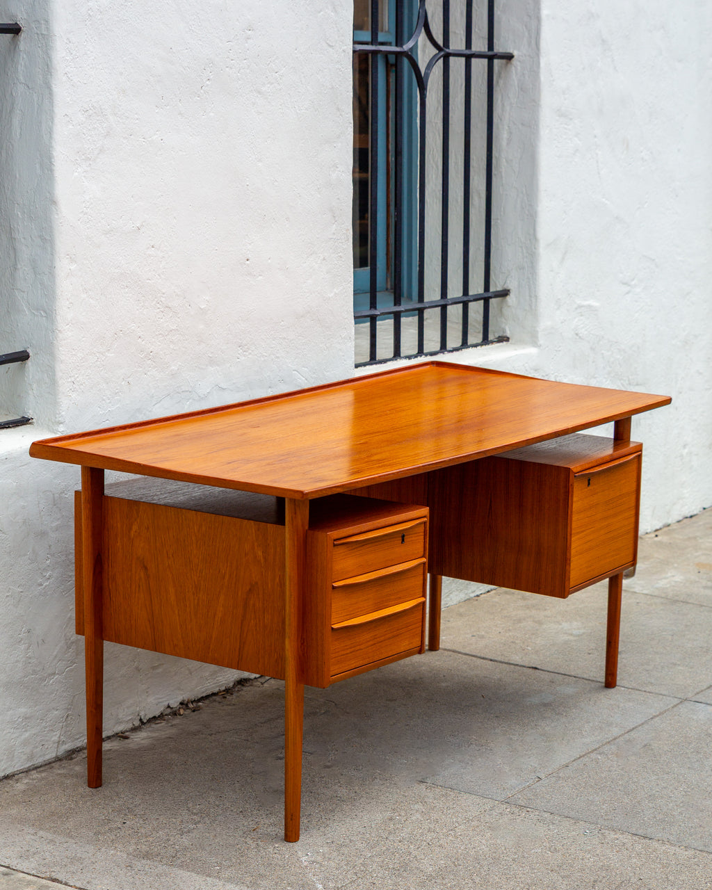Danish Teak Floating 2-Sided Desk by Peter Lovig Nielsen