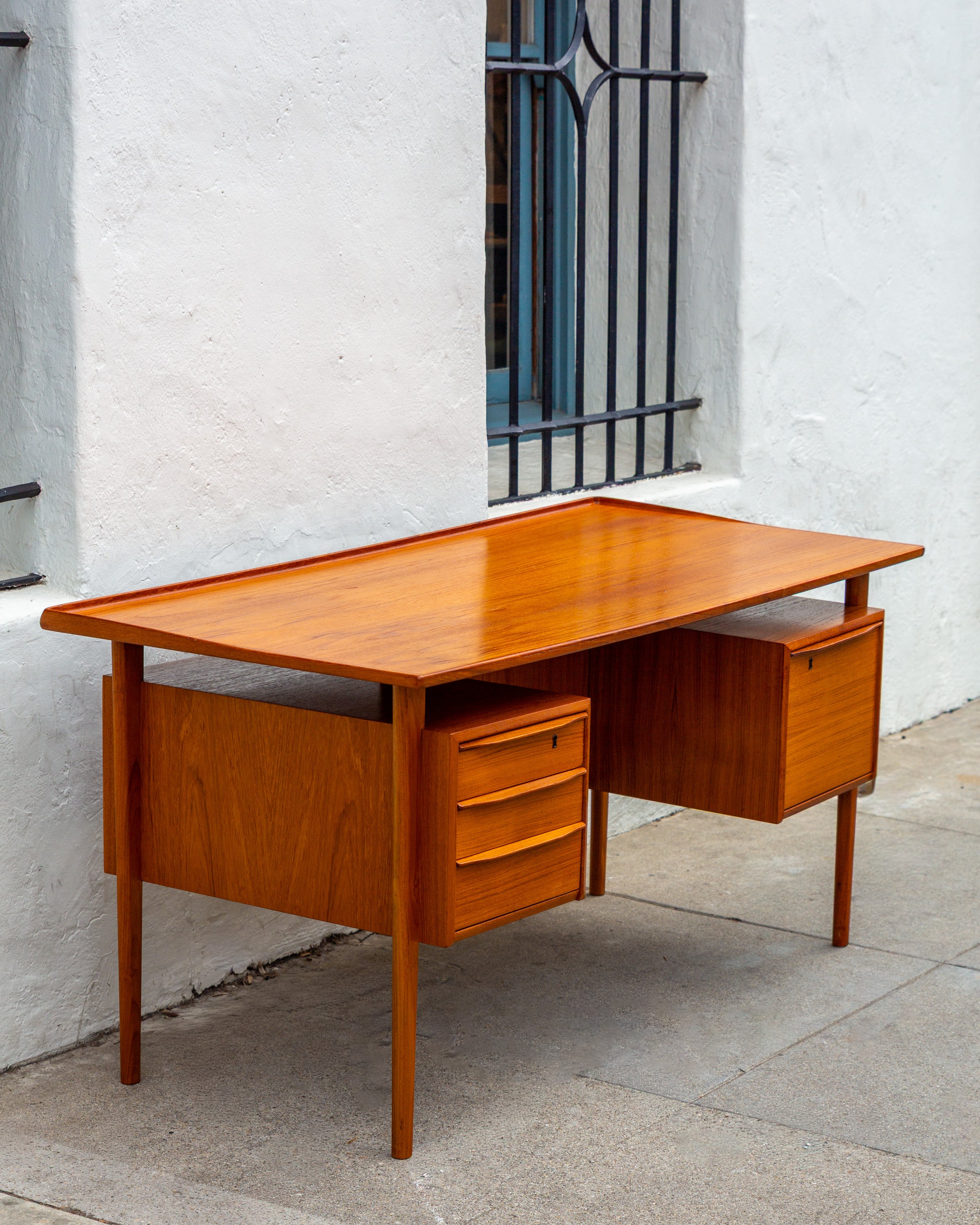 Danish Teak Floating 2-Sided Desk by Peter Lovig Nielsen