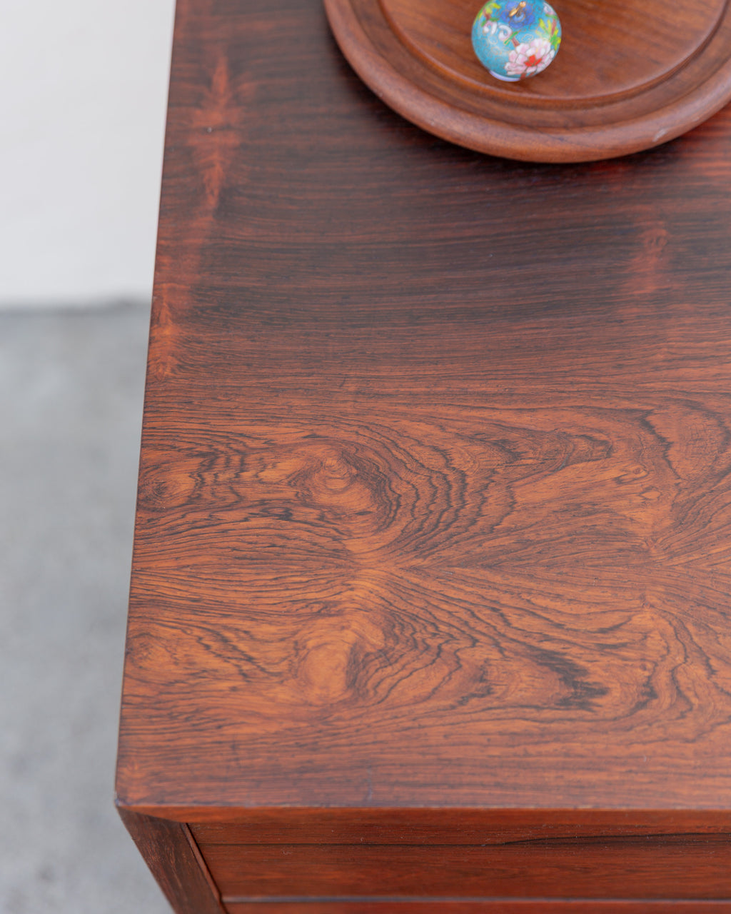 Rosewood 3 Drawer Chest Black Pulls Designed by Harvey Probler