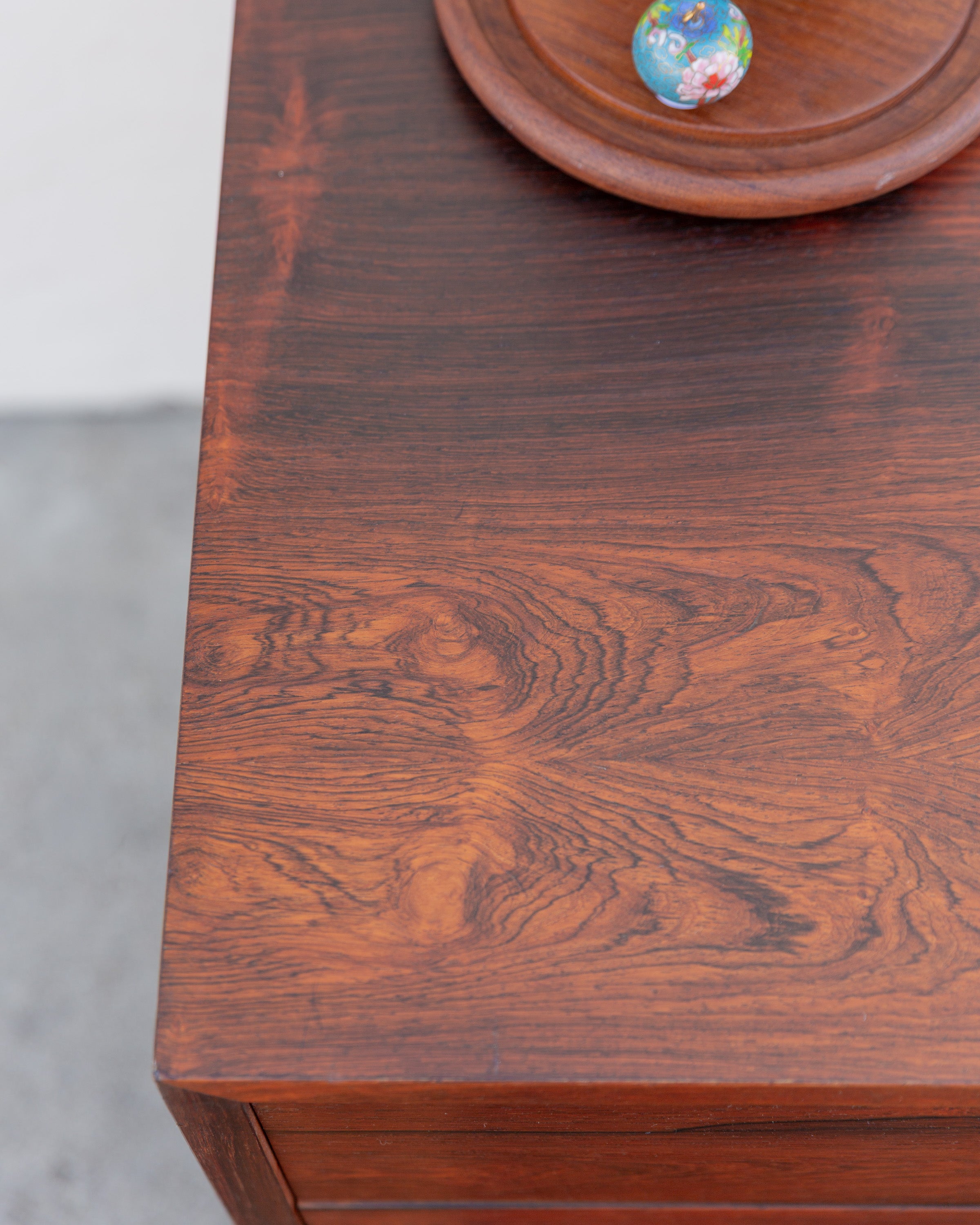 Rosewood 3 Drawer Chest Black Pulls Designed by Harvey Probler