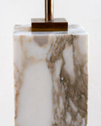 White Calcutta Marble Pair of Lamps by Robsjohn Gibbings for Hansen NYC, 1960's