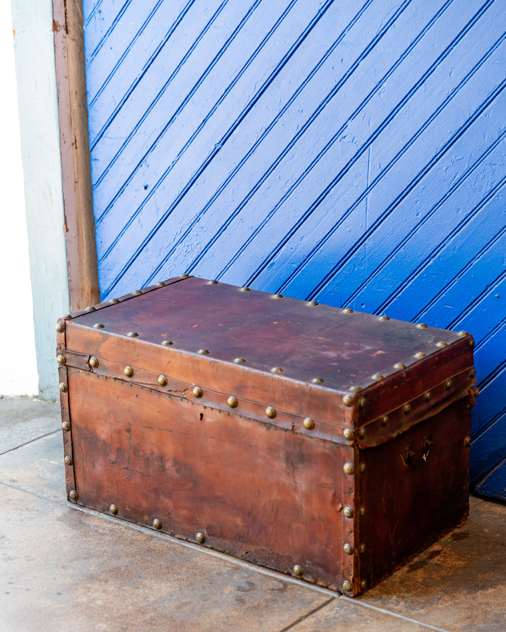 Antique Brown Leather Trunk