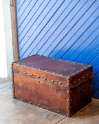 Antique Brown Leather Trunk