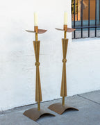 Mid Century Solid Brass Pricket Candlesticks