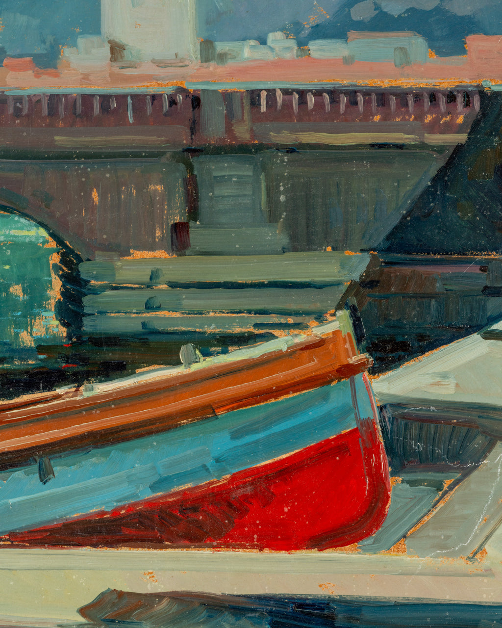 1920's Oil on Board from Viareggio, Italy by F. Marchi