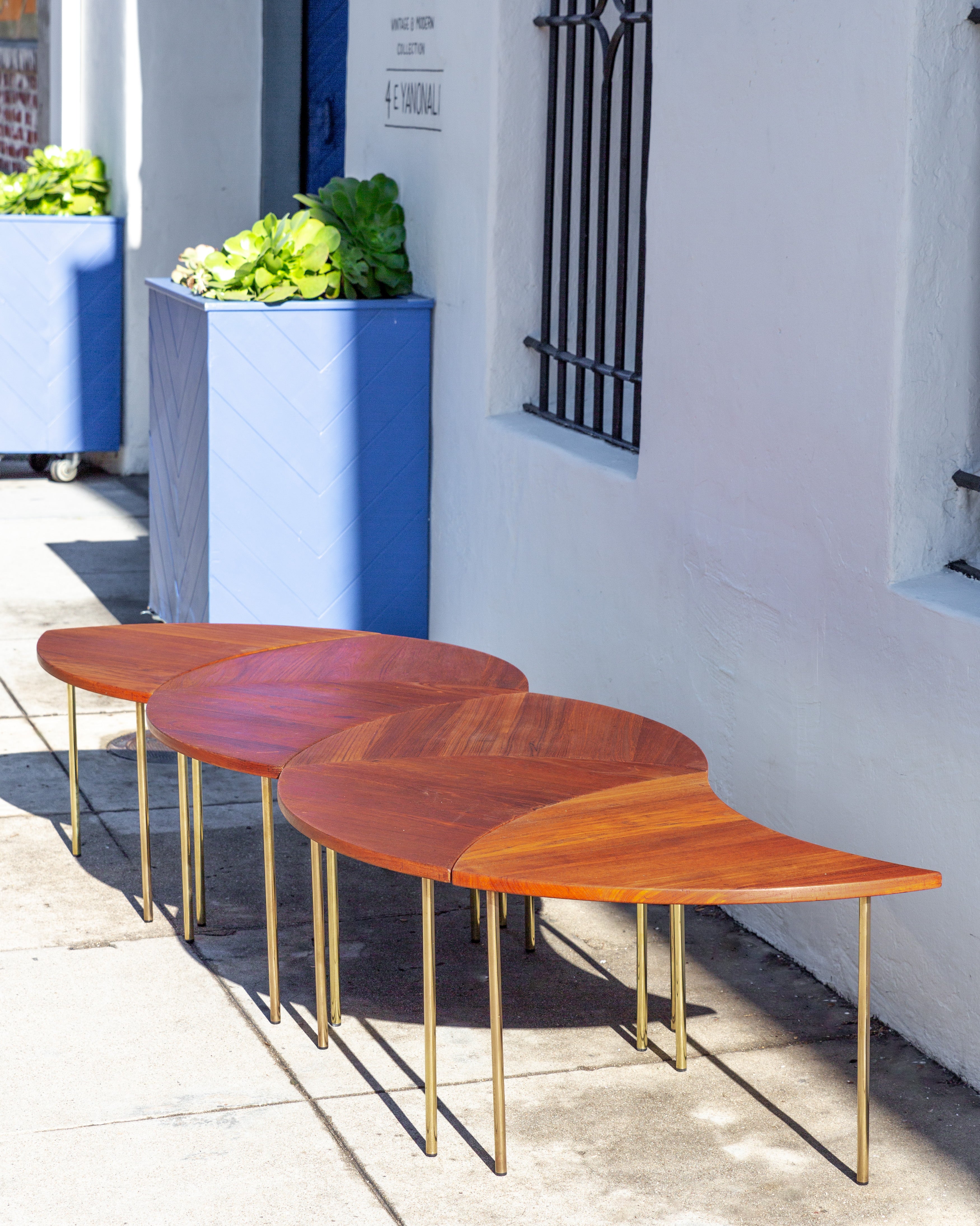 Pinwheel Coffee Table By Peter Hvidt Solid Teak Top on Brass Legs