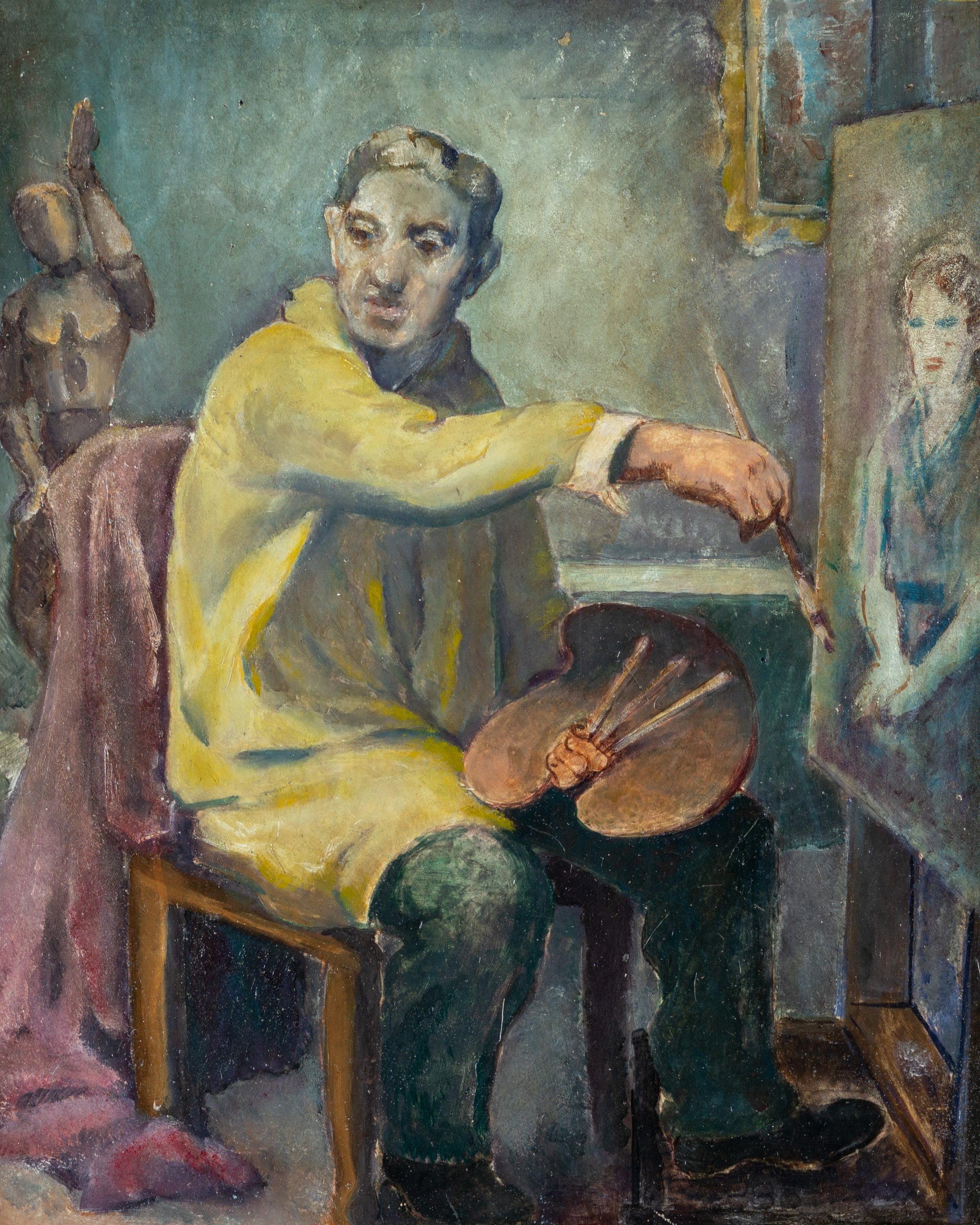 Harold Christopher Davies (1891-1976), Portrait of Artist In Studio