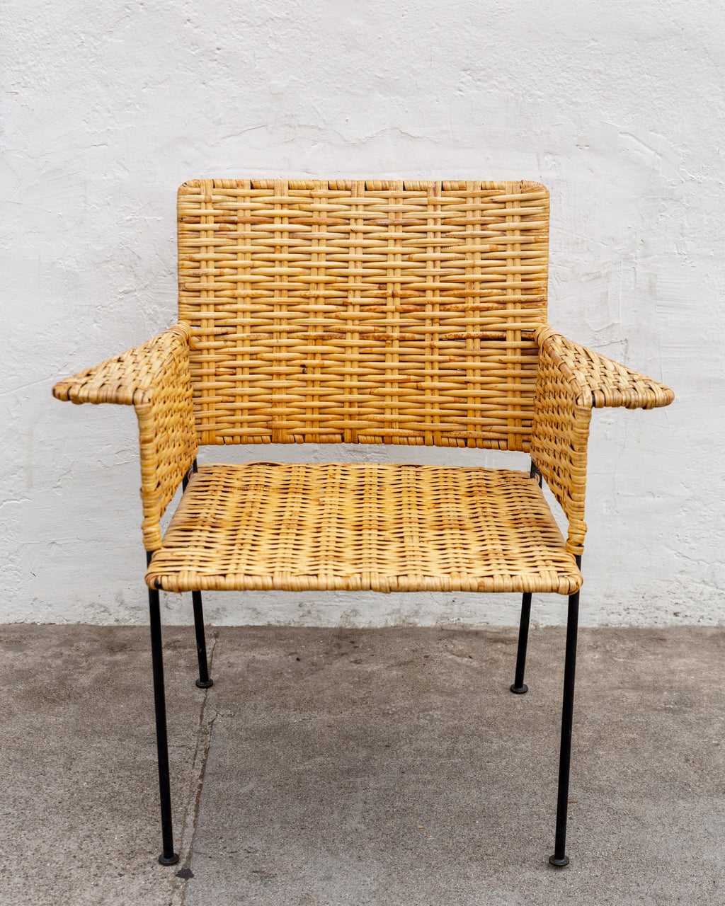 Rare Van Keppel Green 1950's Rattan Iron Chair