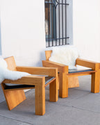 Custom Chair Made Out of Elmwood By French Architect