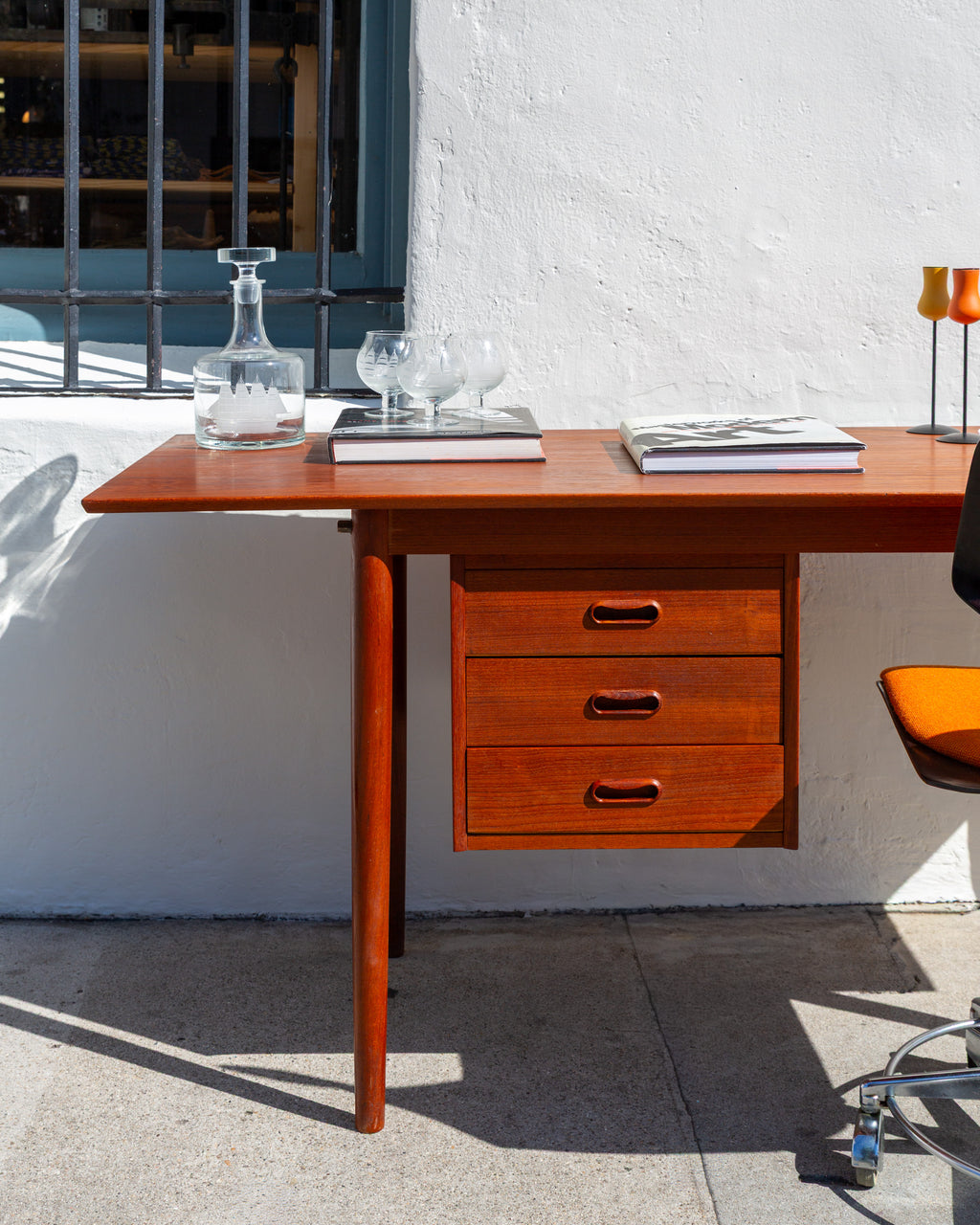 Danish 1960s Teak Desk By Arne Vodder Sliding Top