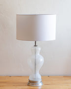 Venetian Murano Art Glass White Lace Pattern New Wiring 3-Way Socket w/ Shade