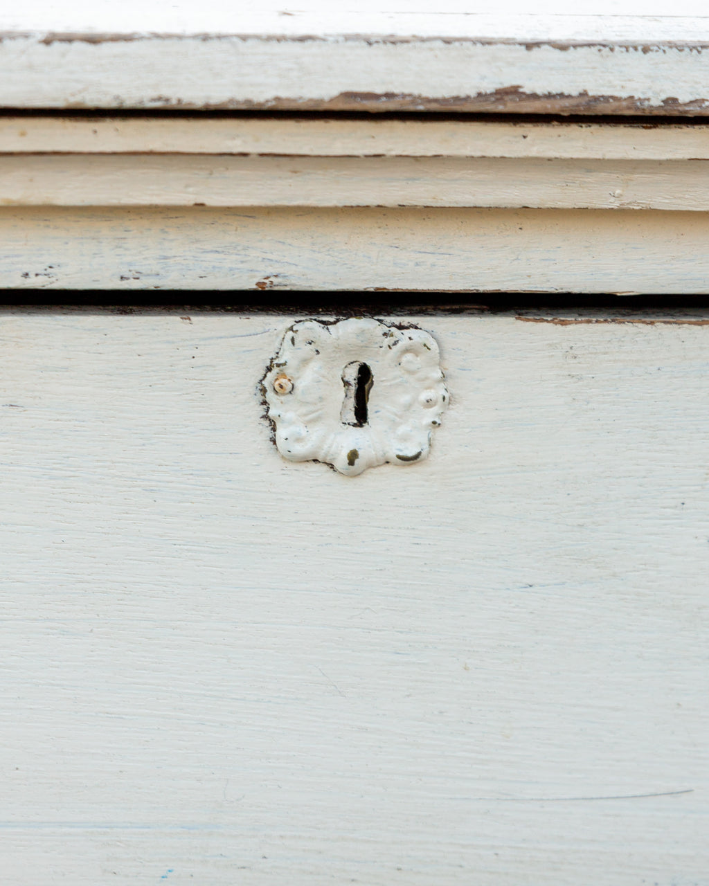 1920s Distressed White Three Drawer Chest