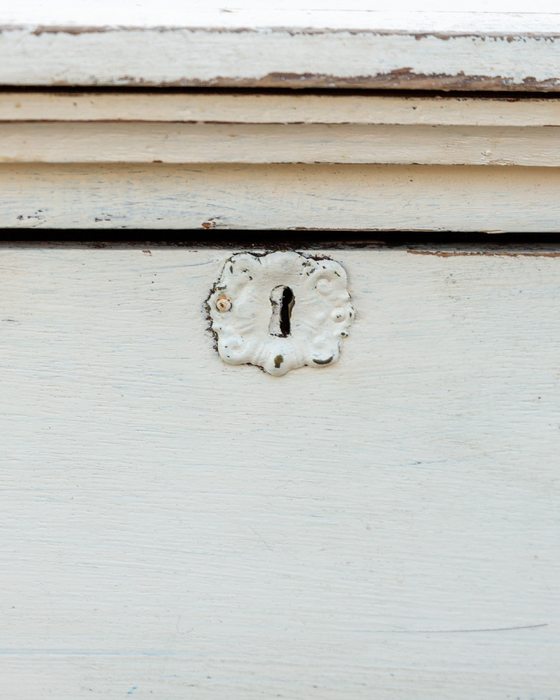1920s Distressed White Three Drawer Chest