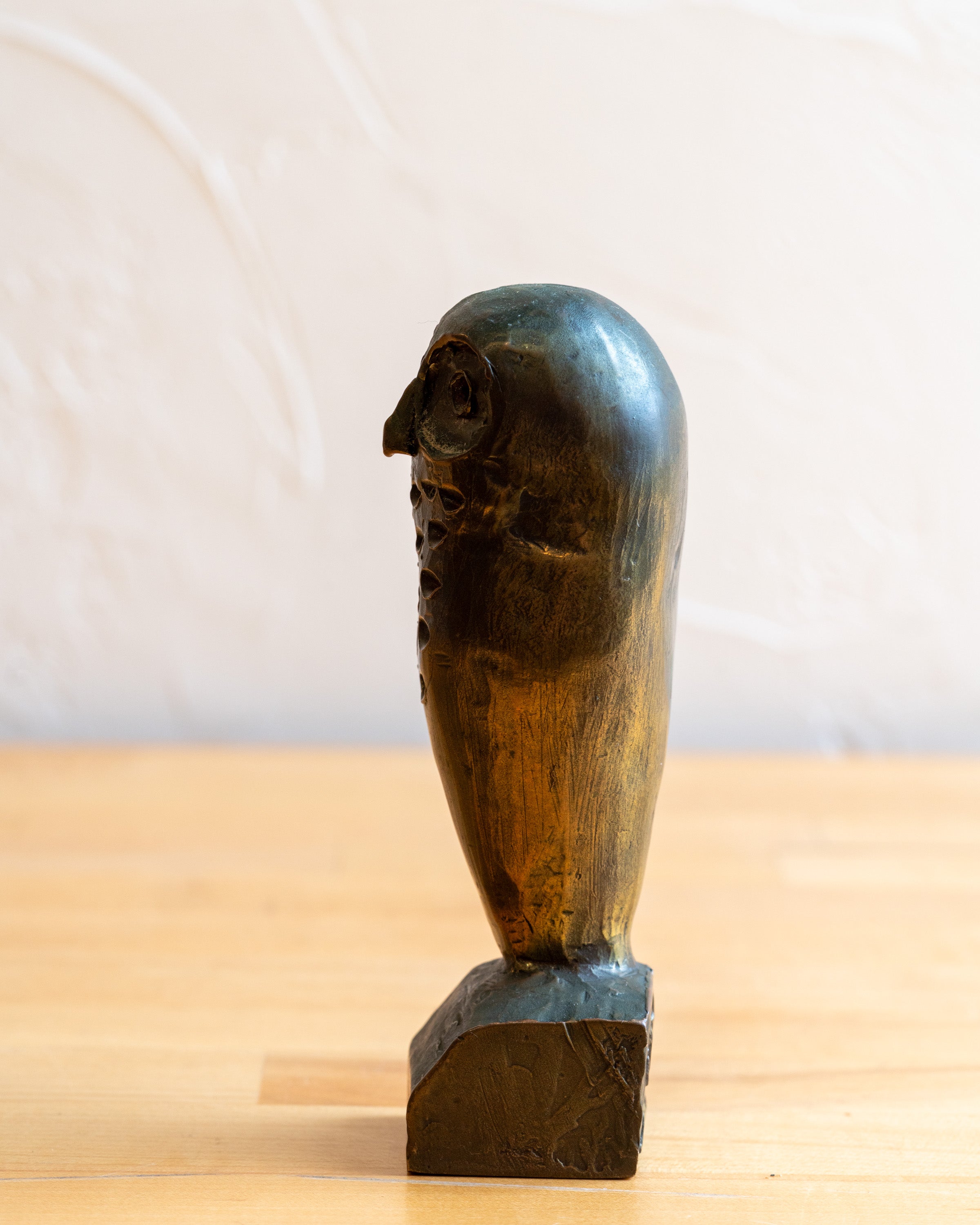 Bronze Owl Sculpture Signed