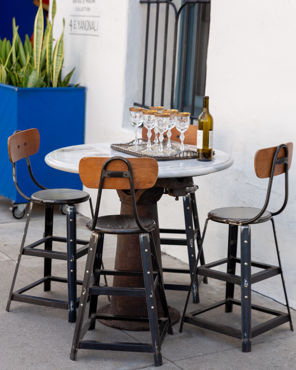 Industrial Base with Solid Marble Top