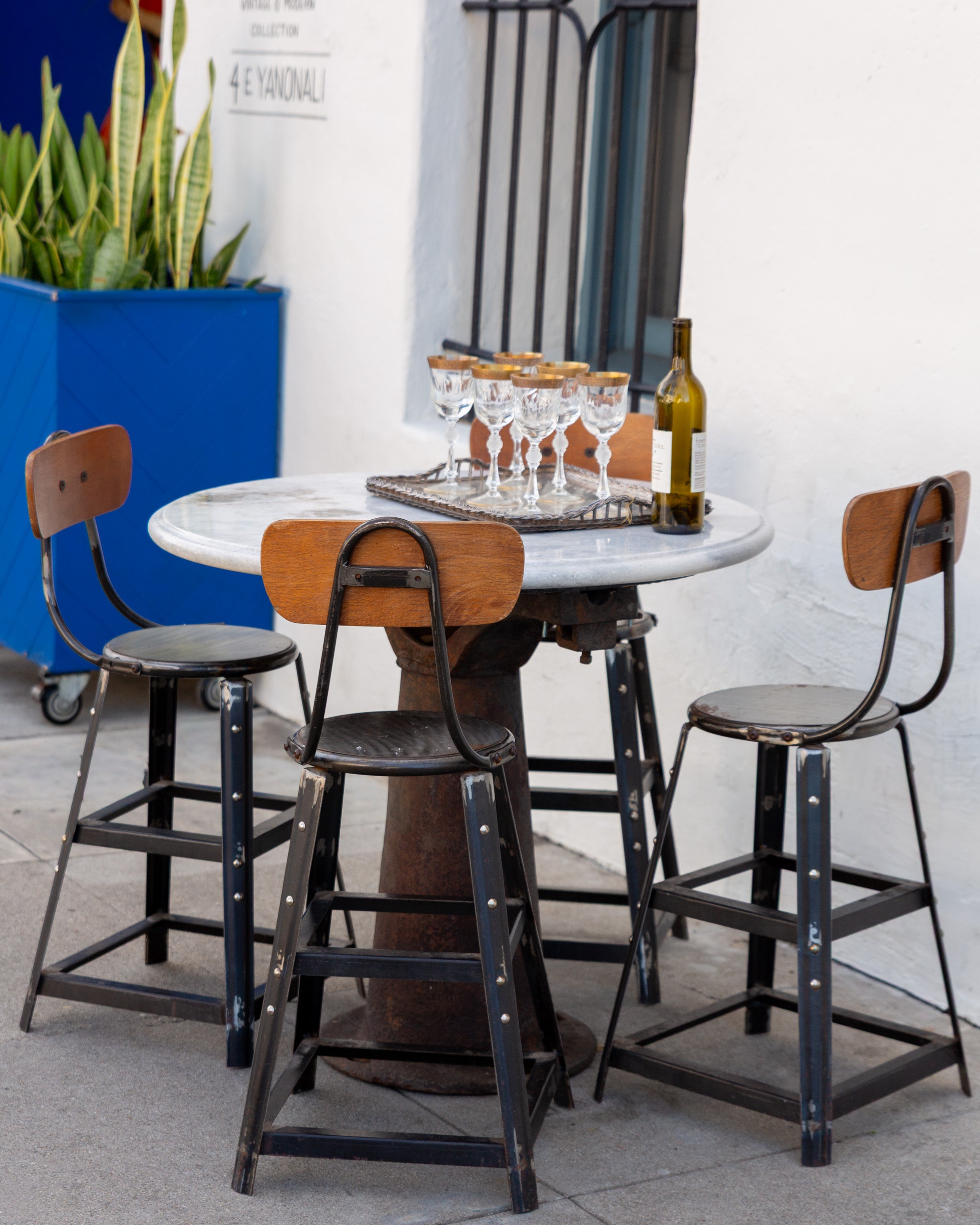 Industrial Base with Solid Marble Top