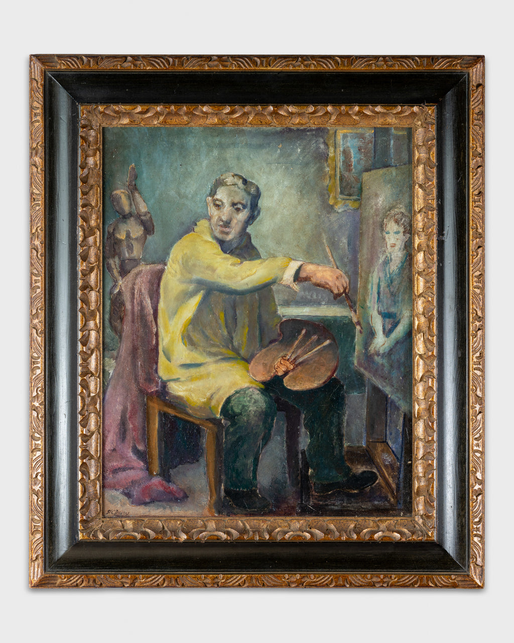 Harold Christopher Davies (1891-1976), Portrait of Artist In Studio