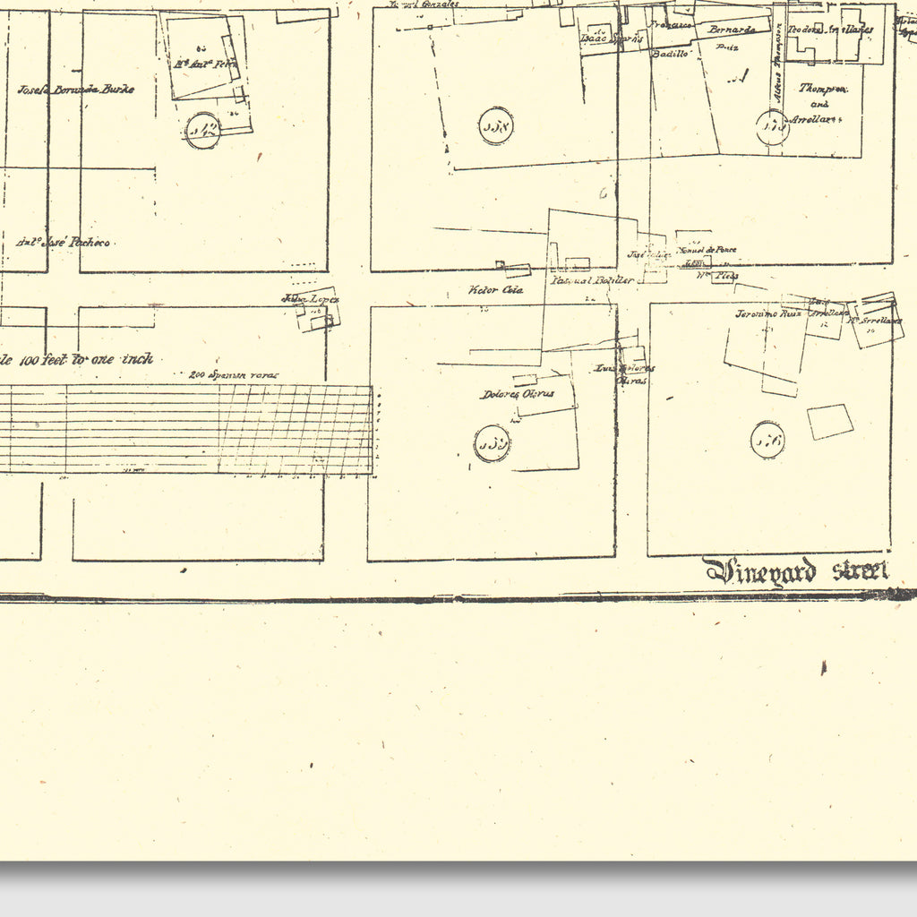 Santa Barbara Street Map Print From Antique 1855 Stamp