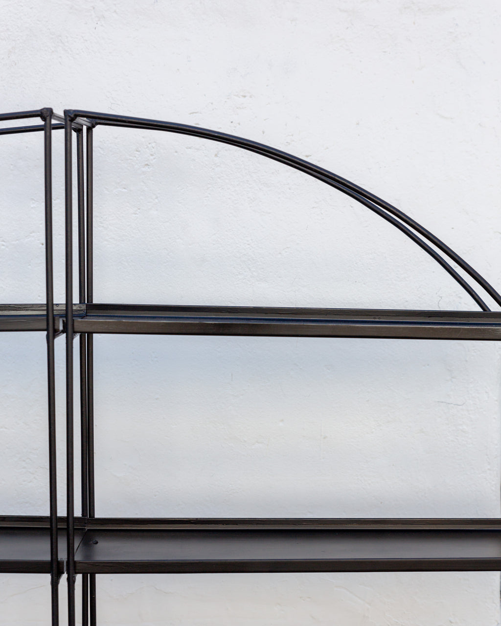 Mid Century Black Metal Full Moon Etagere Rack