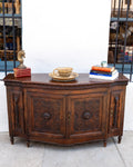 Antique Bowfront Carved Oak Credenza