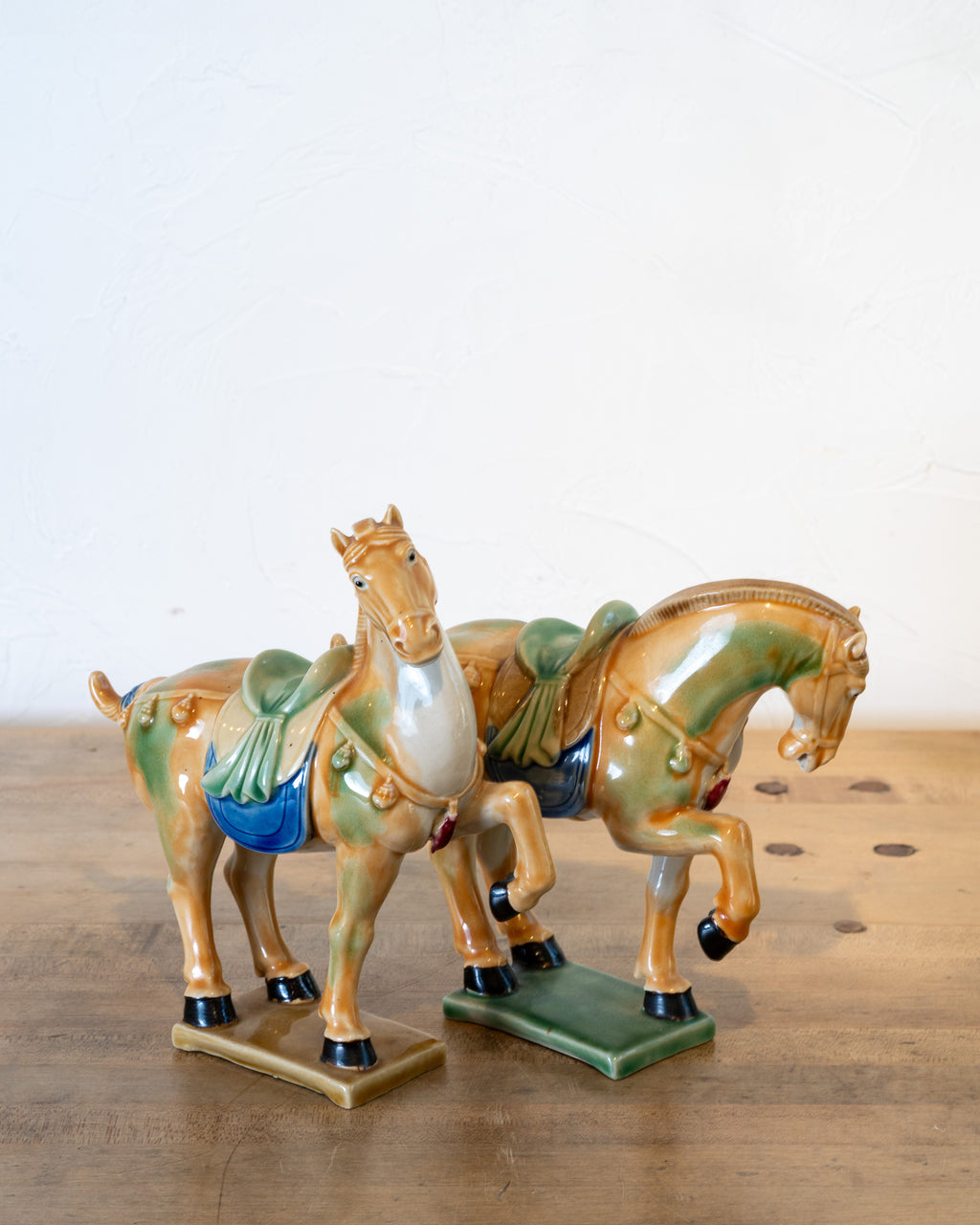 Vintage Tang Dynasty Ceramic War Horse Pair