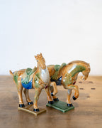 Vintage Tang Dynasty Ceramic War Horse Pair