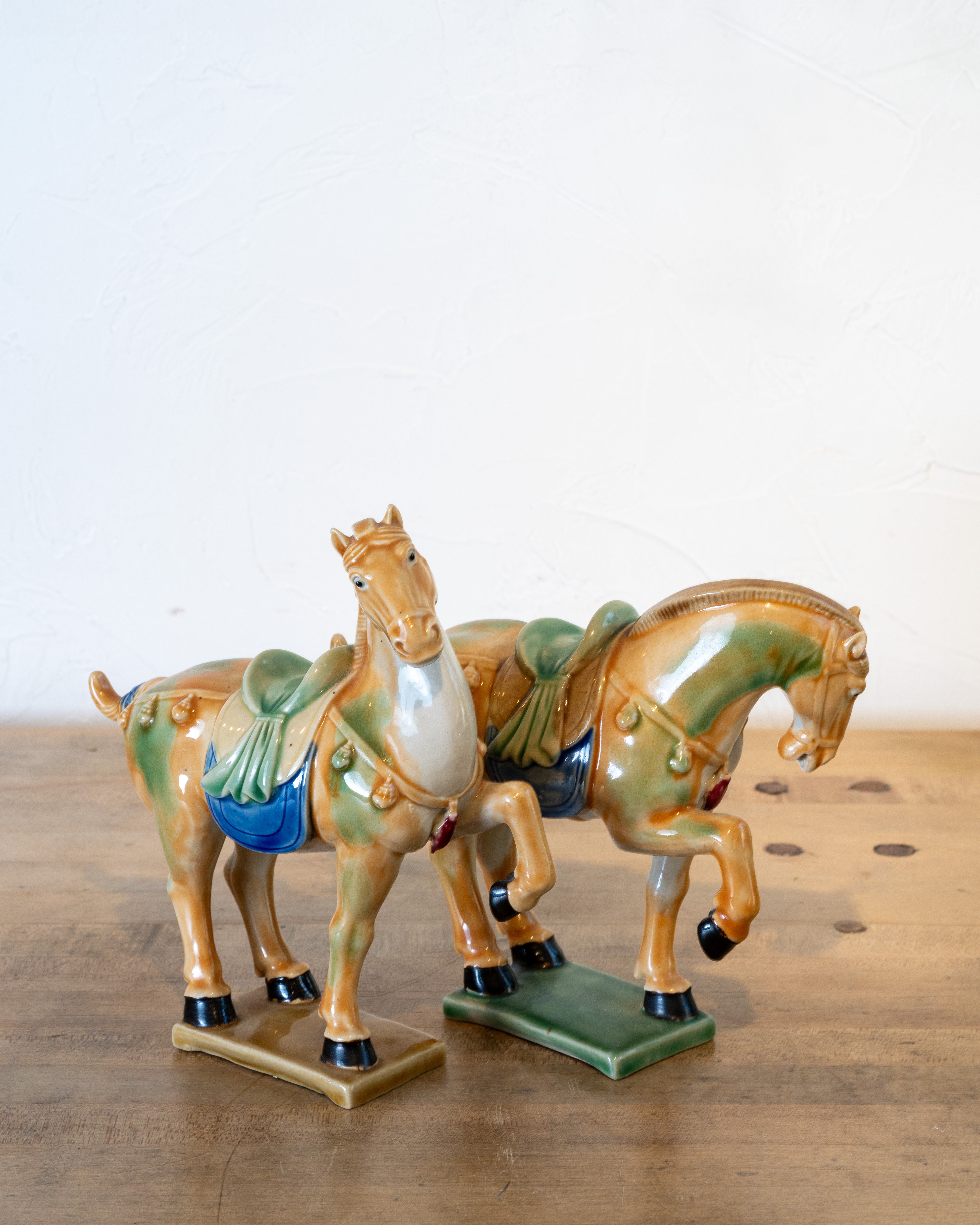 Vintage Tang Dynasty Ceramic War Horse Pair
