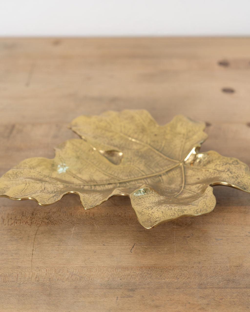 1950's Vintage Heavy Brass Oak Leaf Dish