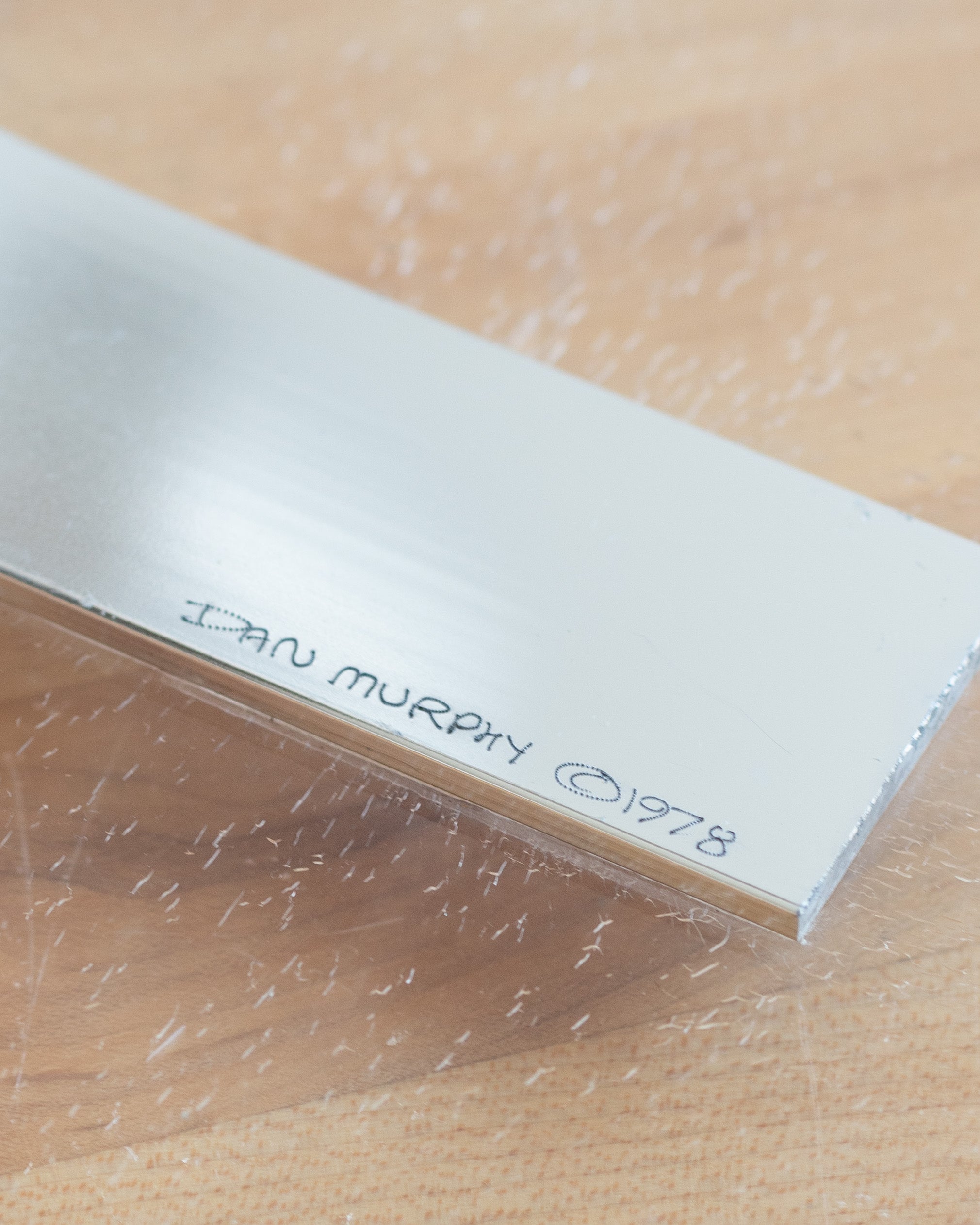 1978 Dan Murphy Aluminum Abstract Sculpture with Lucite Base