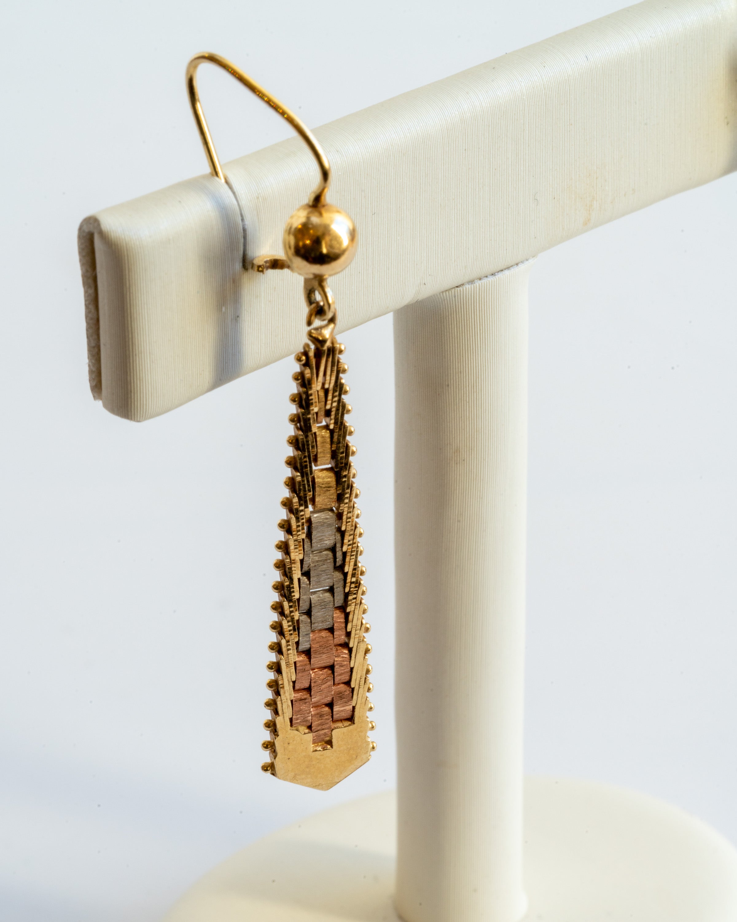 14k Gold Tricolor Dangle Earrings