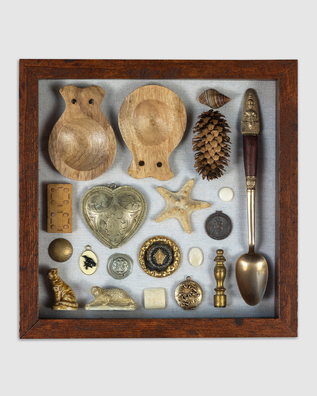 Vintage Collection Of Treasures In Shadow Box