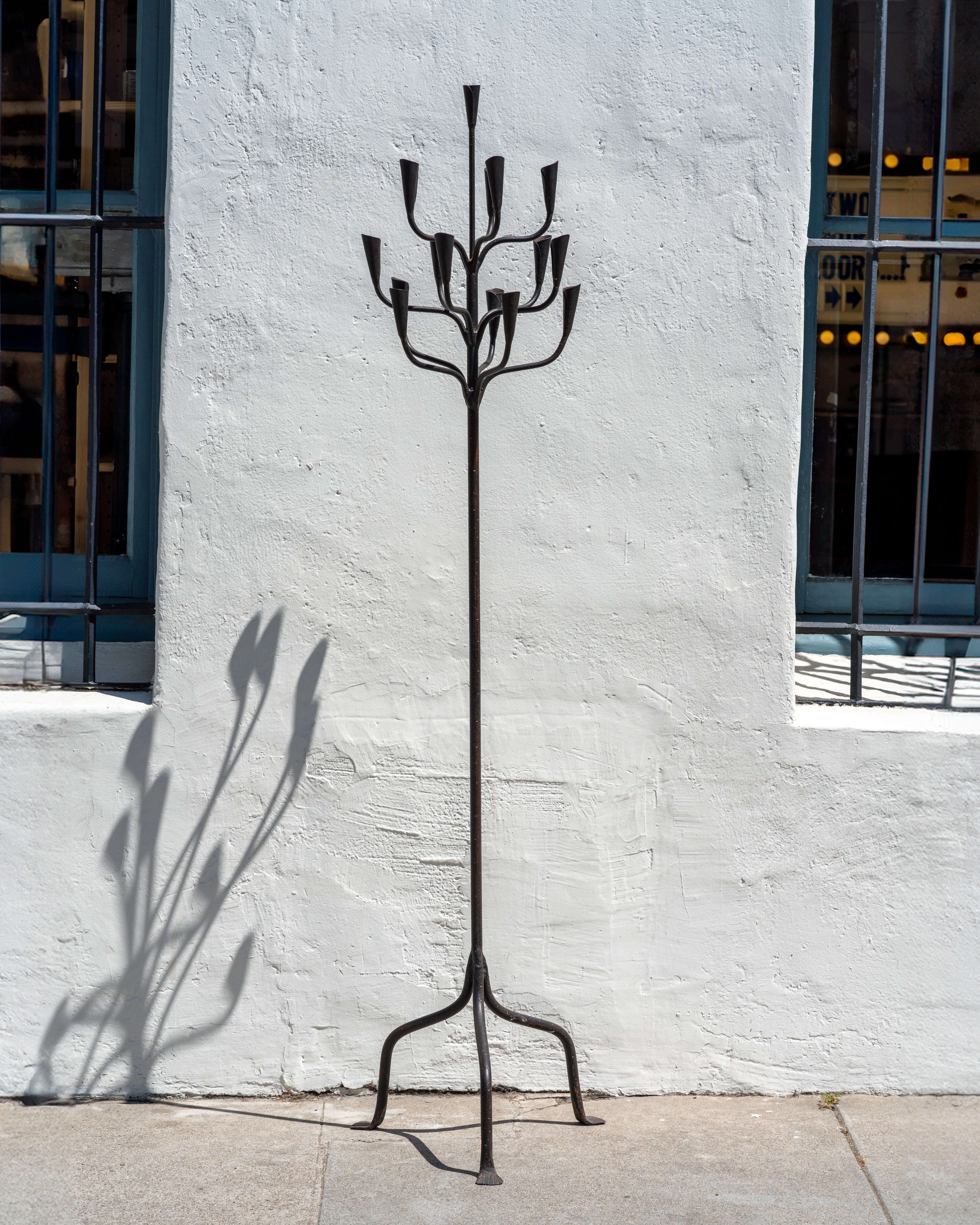 Vintage Forged Iron Floor Candelabra