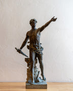 French Figural Antique Bronze, circa 1900 "Devoir Cirique" by Eugene Marioton