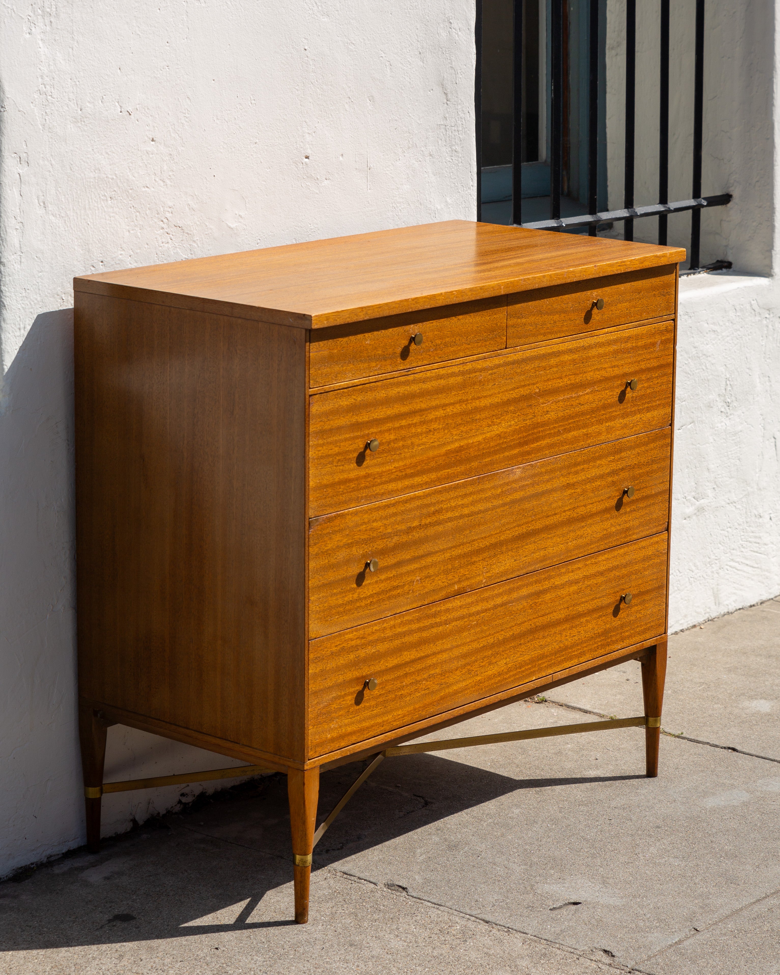 Paul McCobb for Calvin Mid Century Brass X Base Dresser