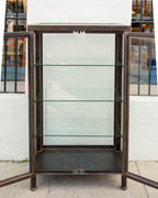 Large Steel Display Cabinet, Glass Sides, Top, and Two Doors