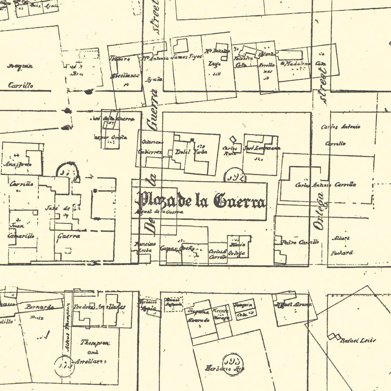 Santa Barbara Street Map Print From Antique 1855 Stamp