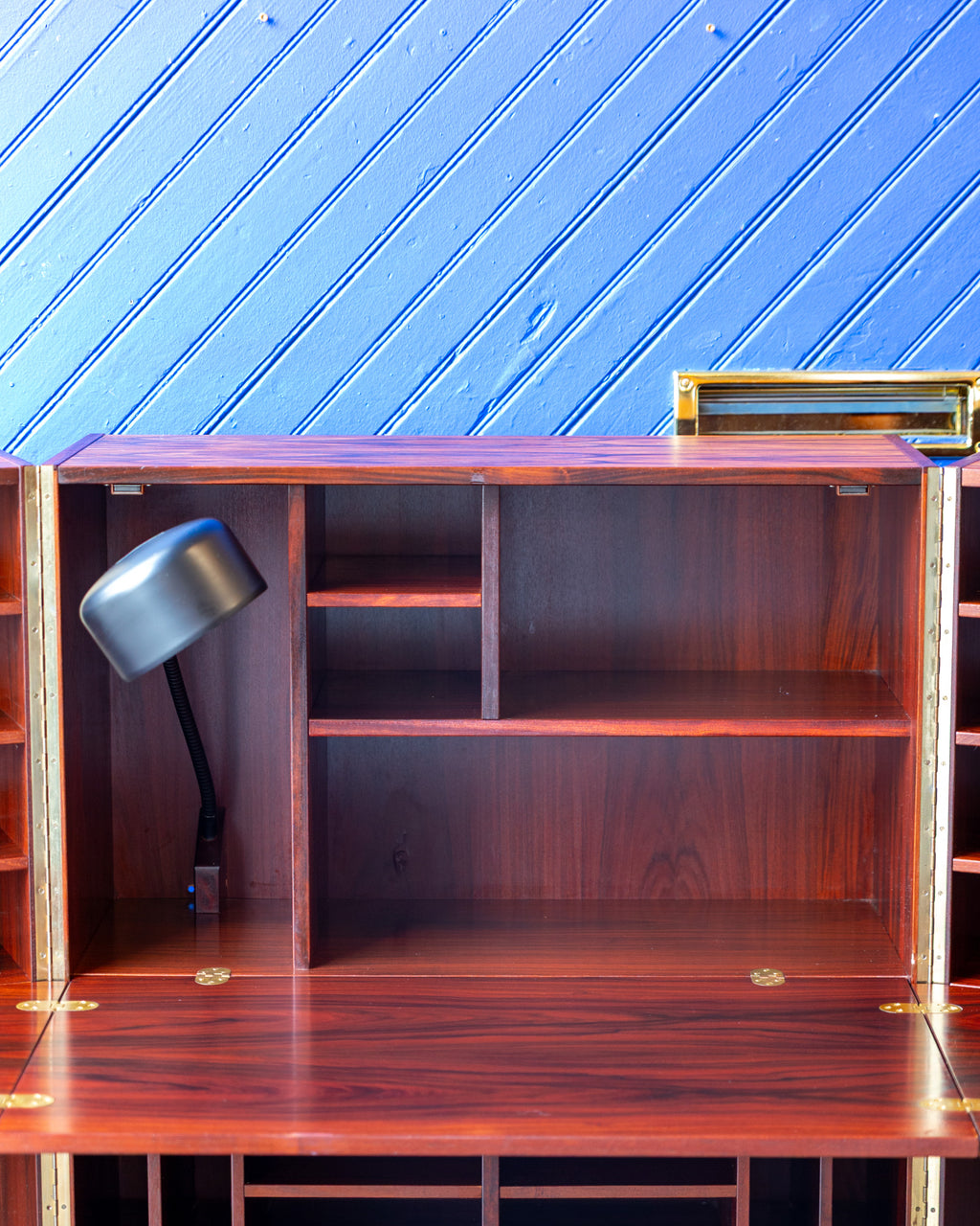 Rosewood Magic Box Folding Desk by Neils Erik Glasdam Jensen with Working Light
