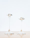 1970s Kjell Engman for Kosta Boda Signed Crystal Fanfare Candlesticks (Pair)