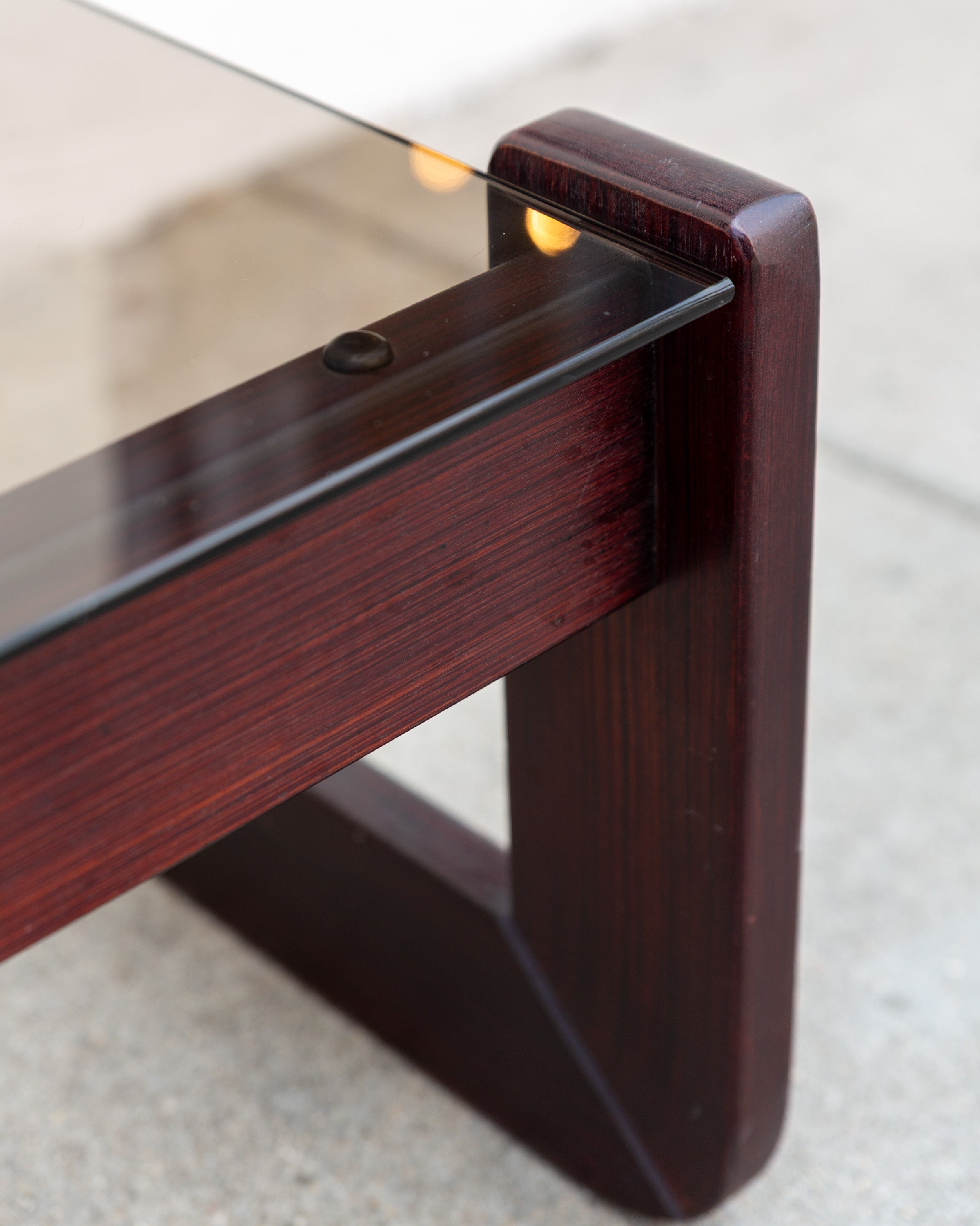 Rare Percival Lafer Brazilian Modernist MP-97 Table, Rosewood and Glass (1970's)