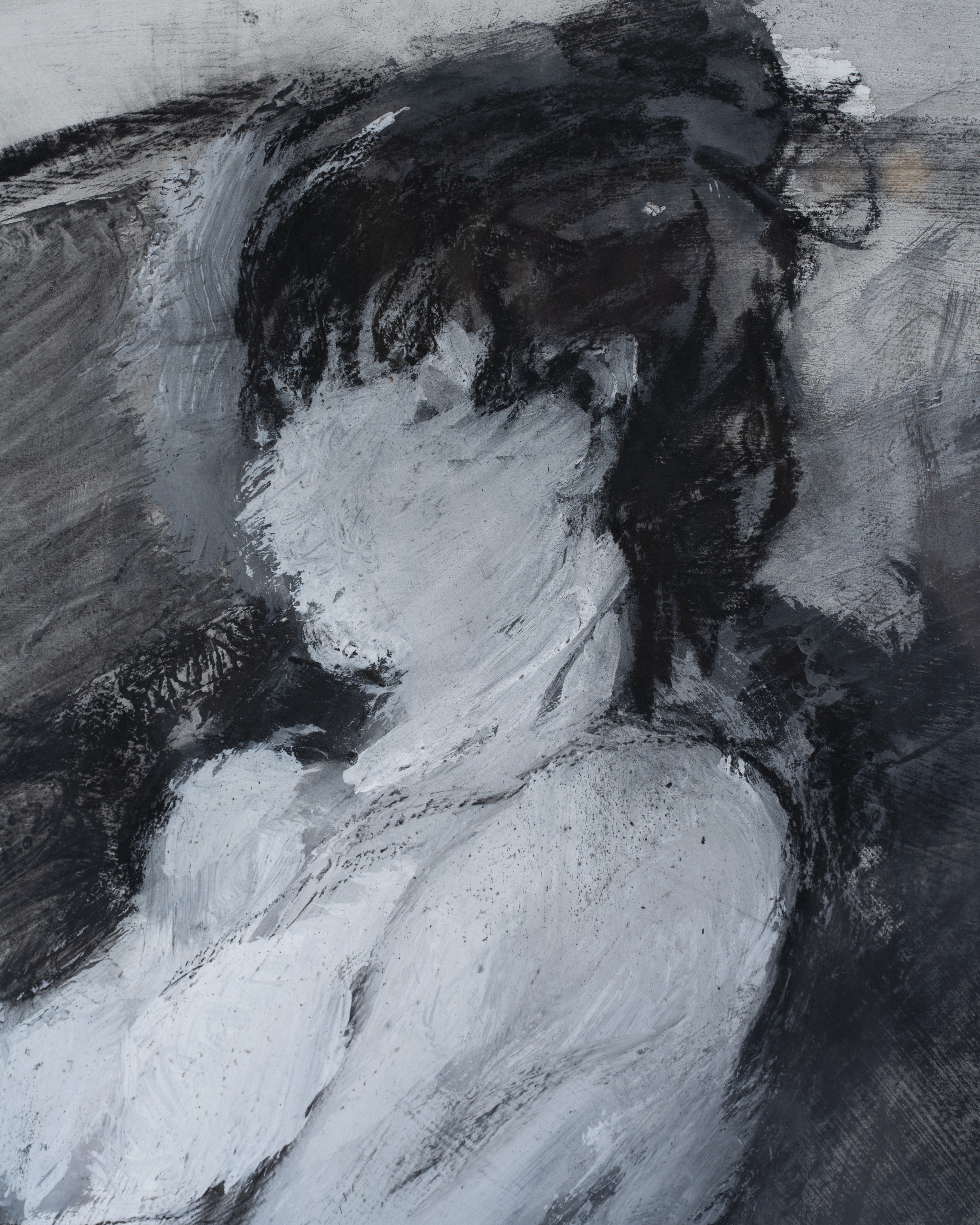 Vintage Nude Woman Sketch Mix Medium Framed