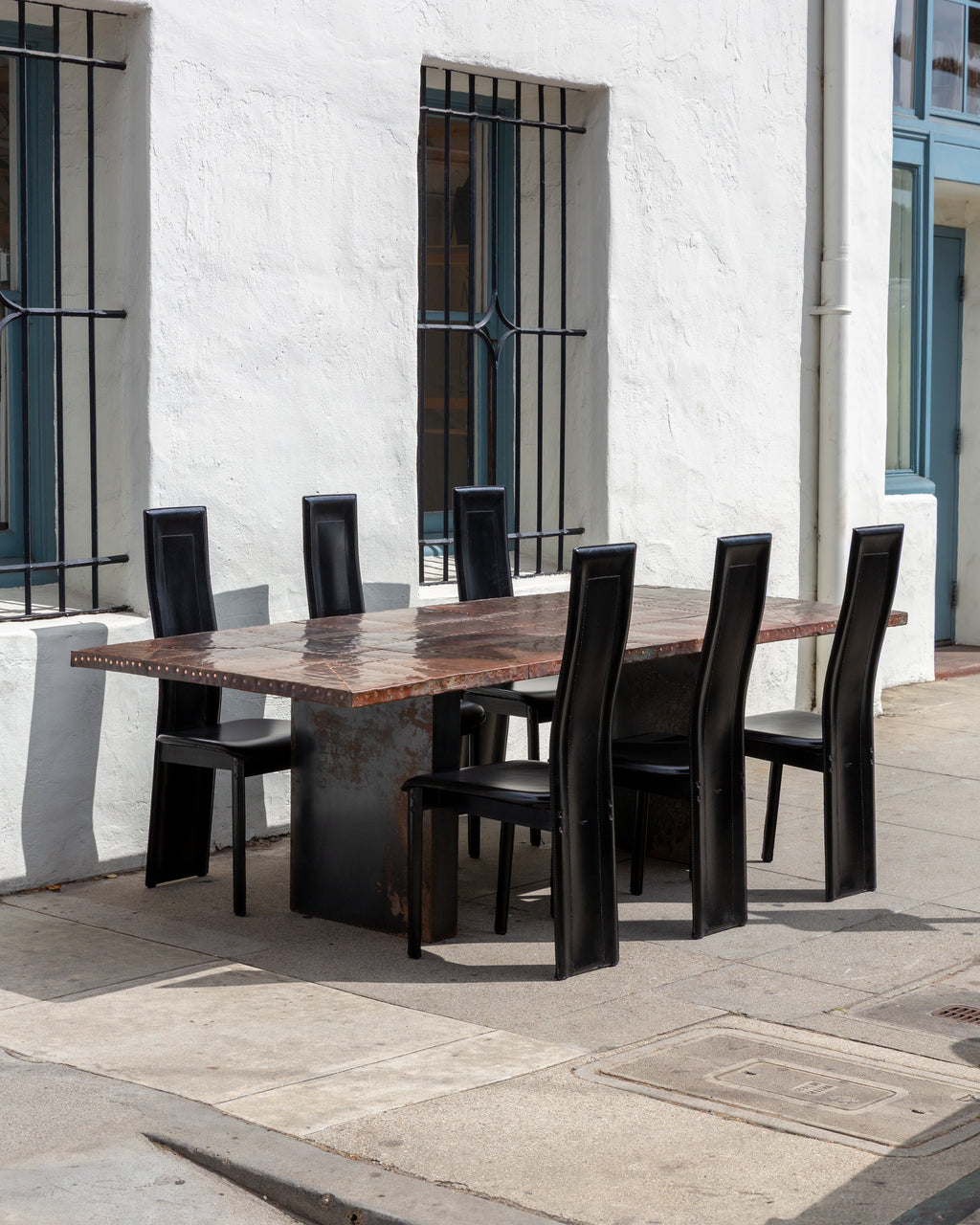 Set of (6) Postmodern Leather Clad Italian 1980s Chairs