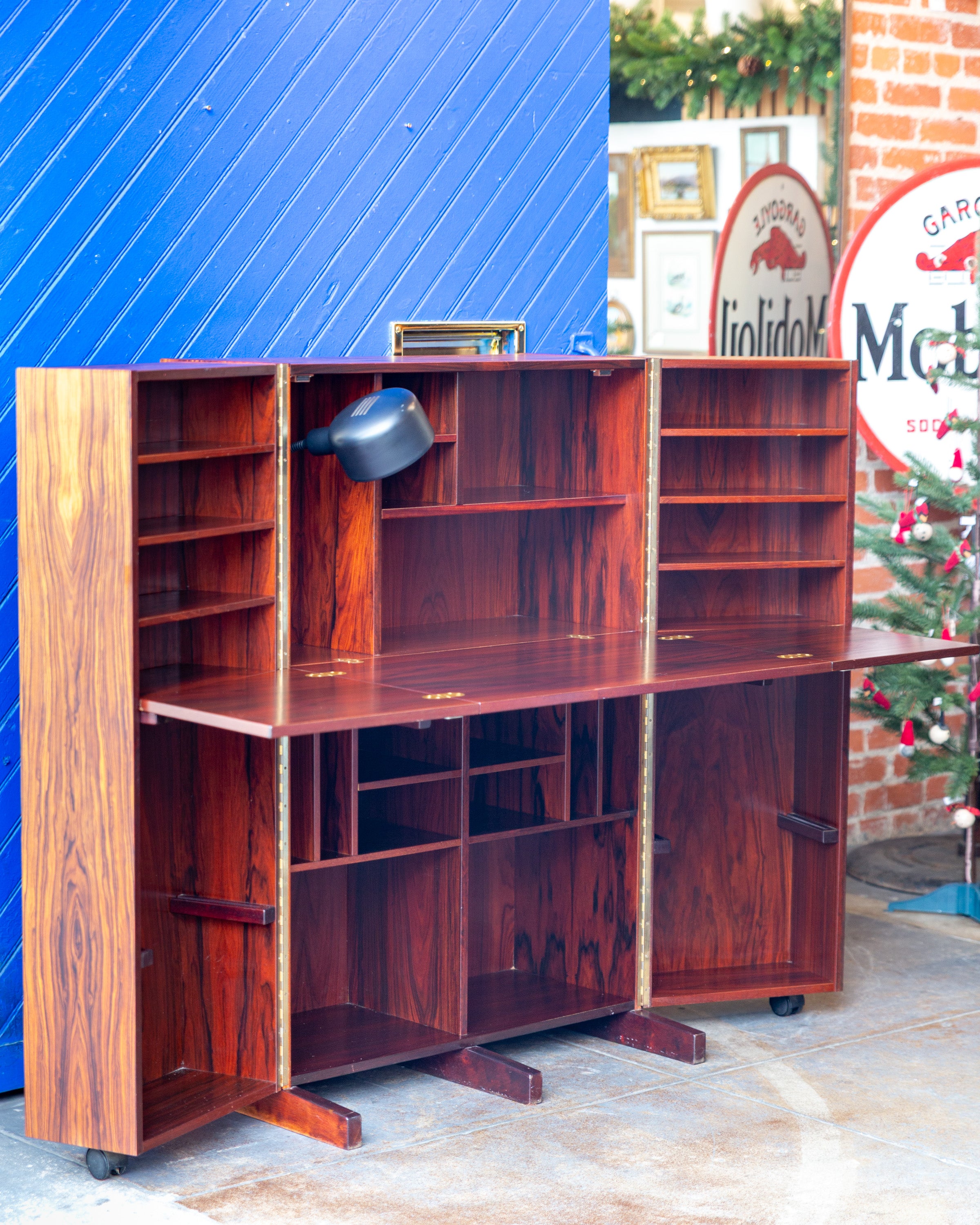 Rosewood Magic Box Folding Desk by Neils Erik Glasdam Jensen with Working Light