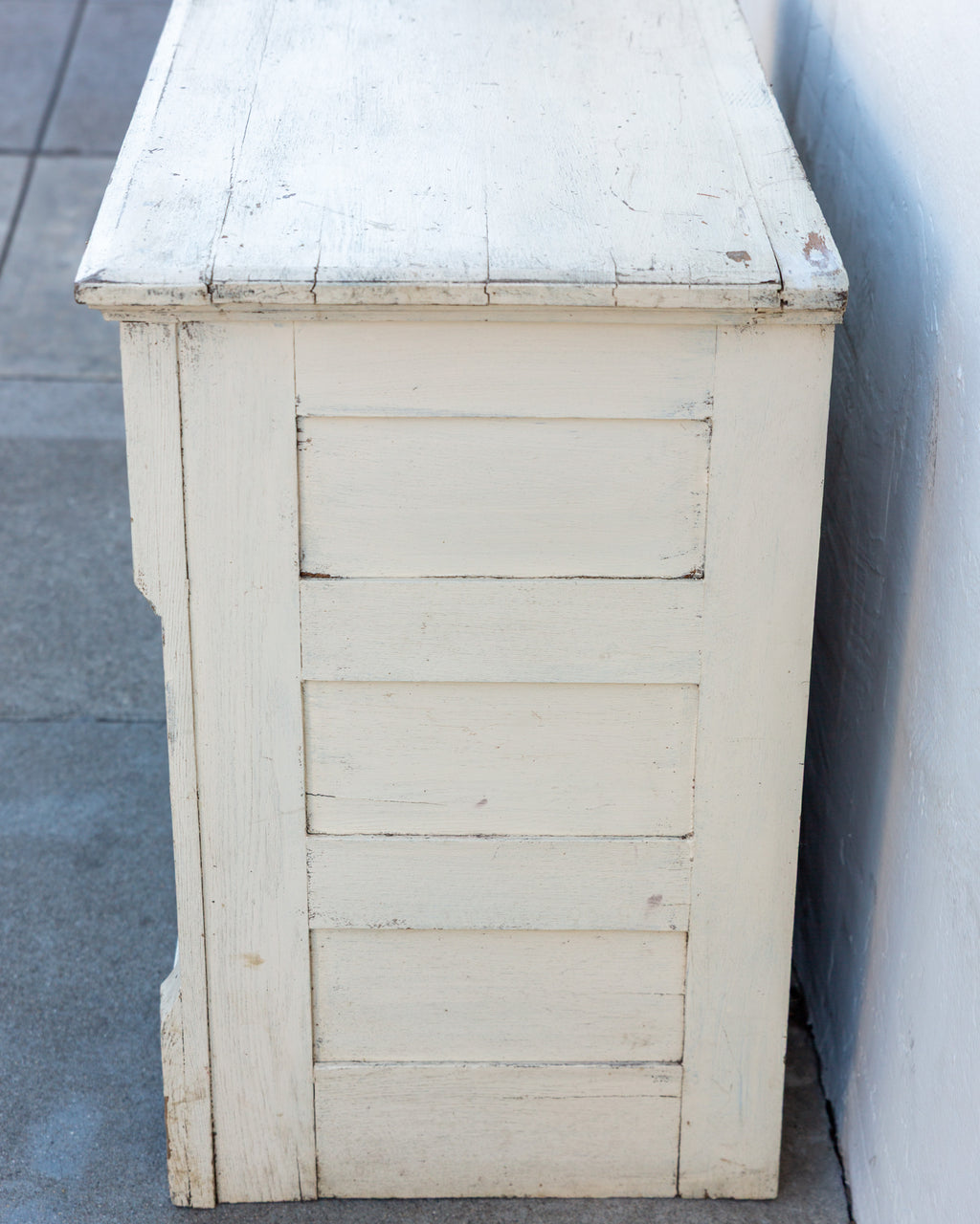 1920s Distressed White Three Drawer Chest