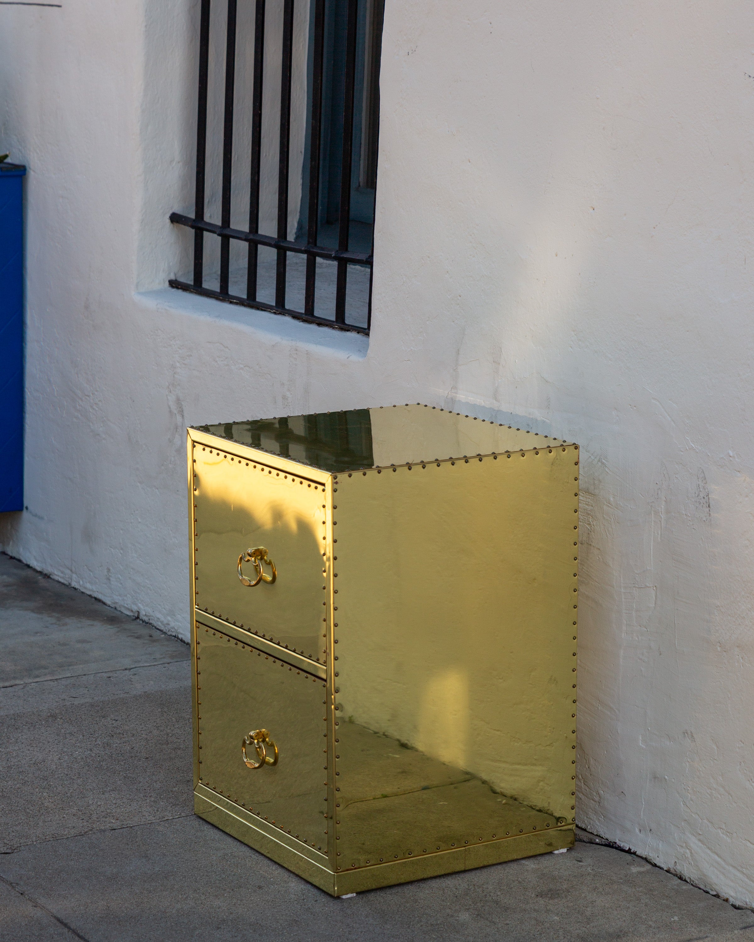 Vintage Brass Clad Two Drawer Chest By Sarreid