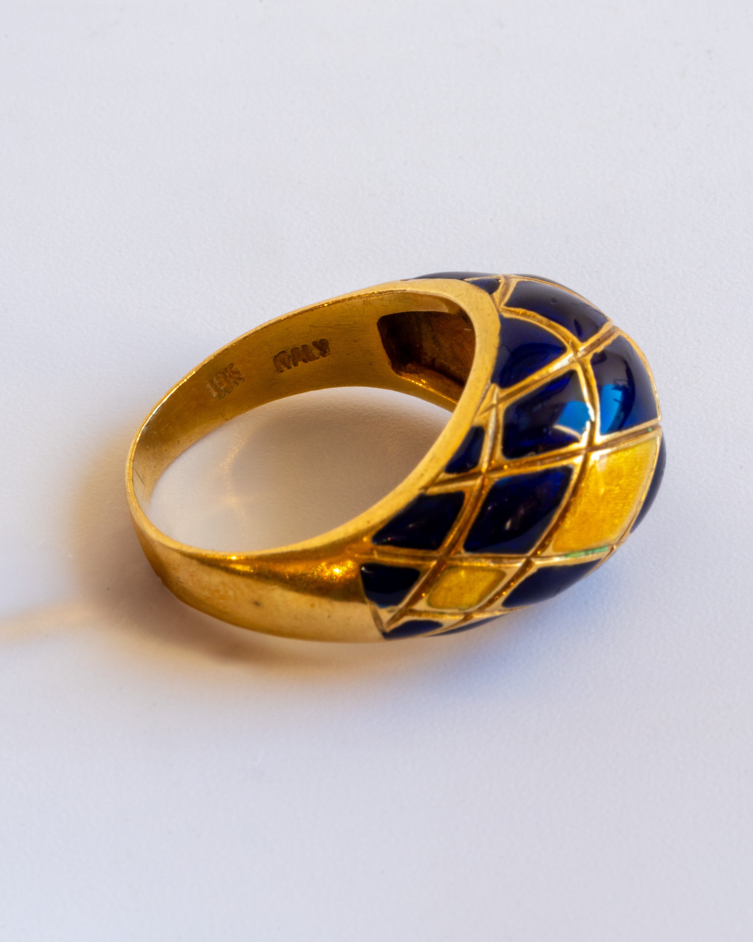 Vintage AL 237 Italian Designer 18k Enamel Ring