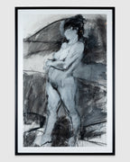 Vintage Nude Woman Sketch Mix Medium Framed