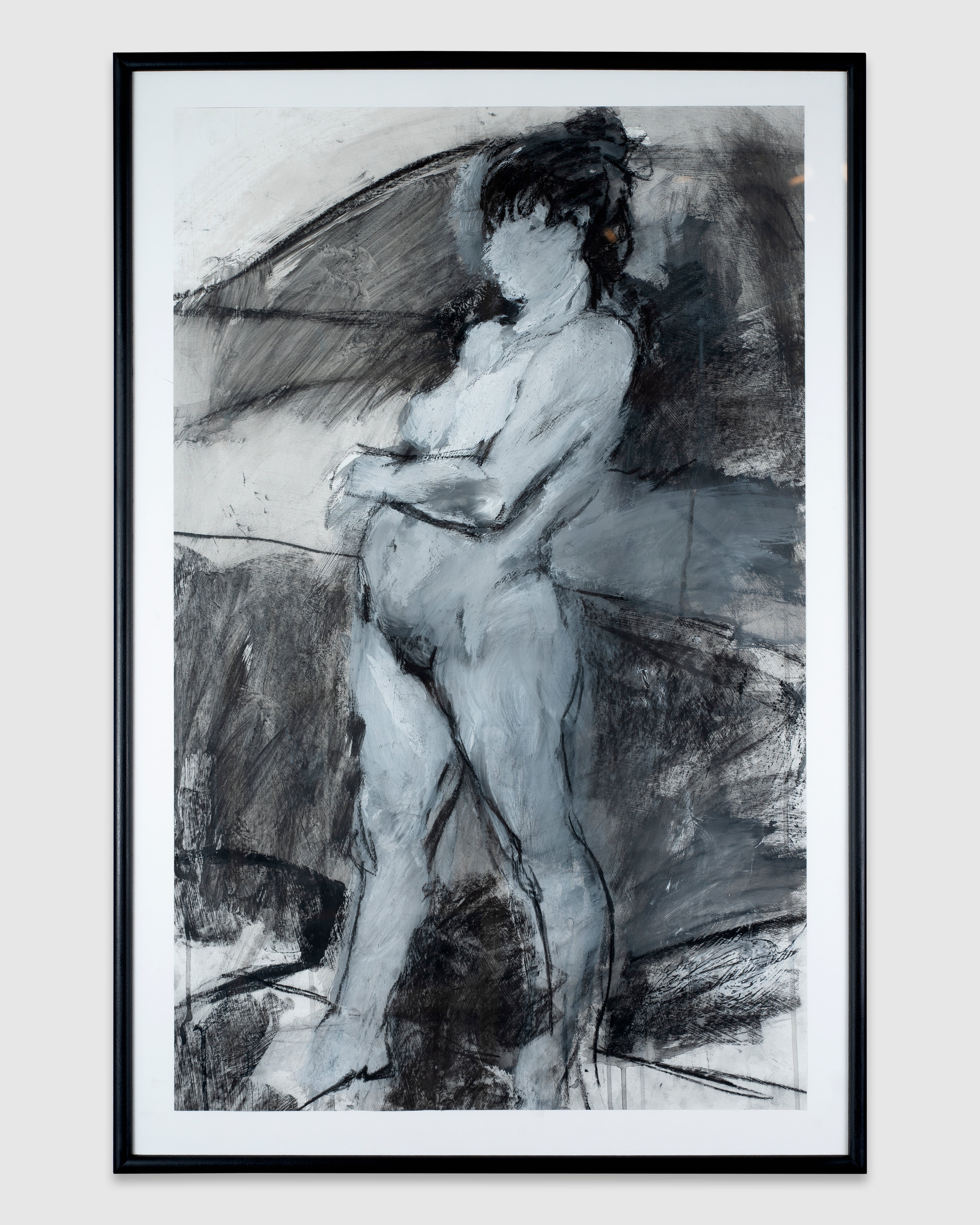 Vintage Nude Woman Sketch Mix Medium Framed